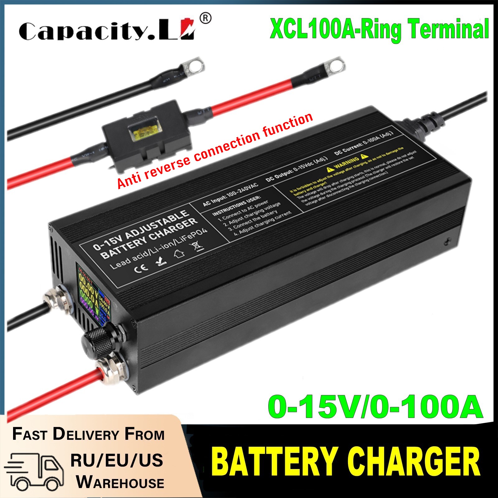 60A100A CC CV Adjustable Batte - огляд і ціна 84V 20A Smart Charger