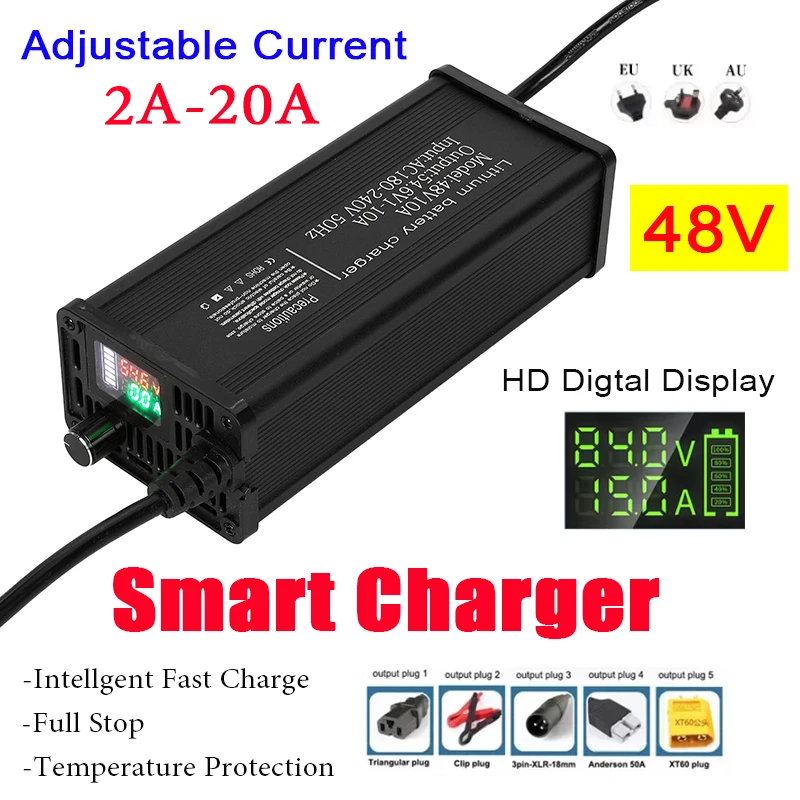 48V Aluminum Shell Adjustable  - огляд і ціна 84V 20A Smart Charger